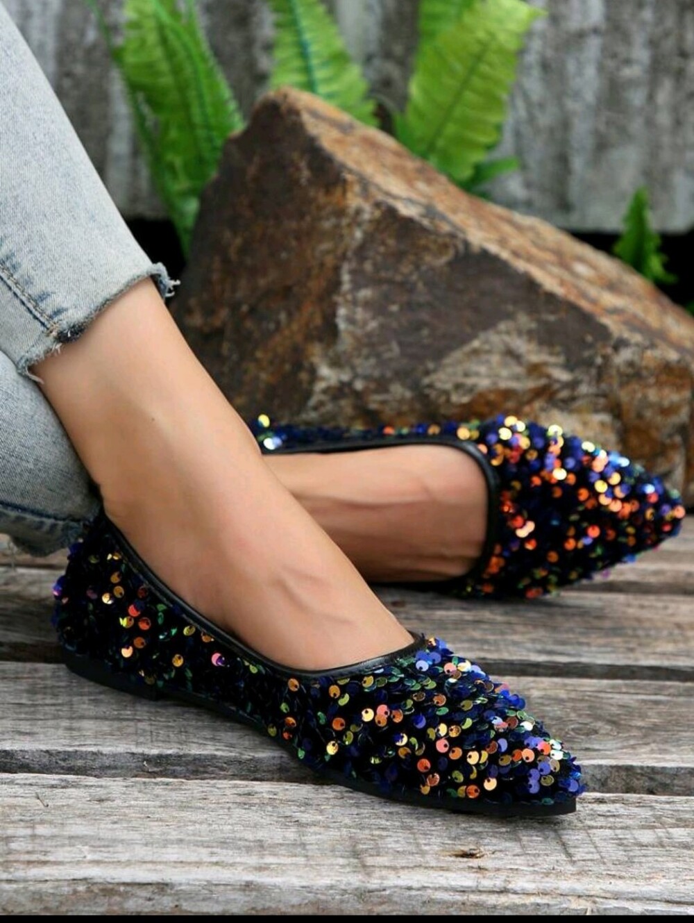 **SPARKLING NAVY WOMEN'S BALLET FLATS***🖤✨🥿❣️💲💲💲💲